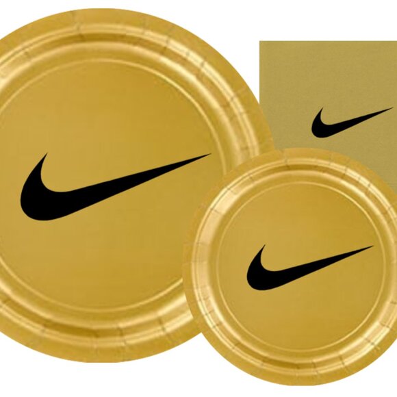 Sw00sh Plates | Gold Basketball Party Paper Plates | Disposable 45 pcs - Picture 1 of 7